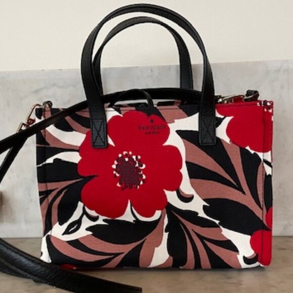 KATE SPADE Washington Square Sam Satchel Crossbody Canvas Red